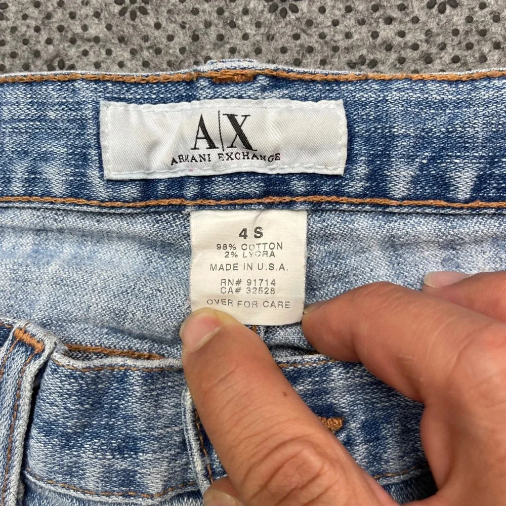 Vintage USA Y2K Armani Exchange Helix Flare Jeans Stone Wash Low Rise 4S W28xL28